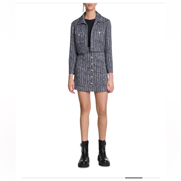 Maje Blue and White Tweed Dress Set NWT FR36